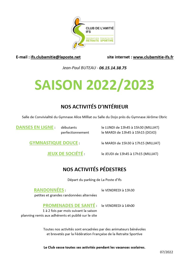 Activites 2022 2023
