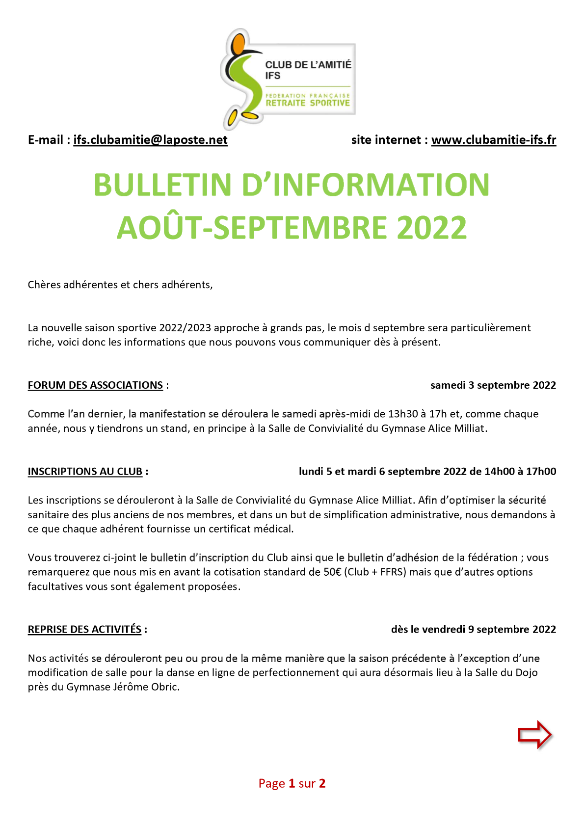 Bulletin aout septembre 2022 page 1