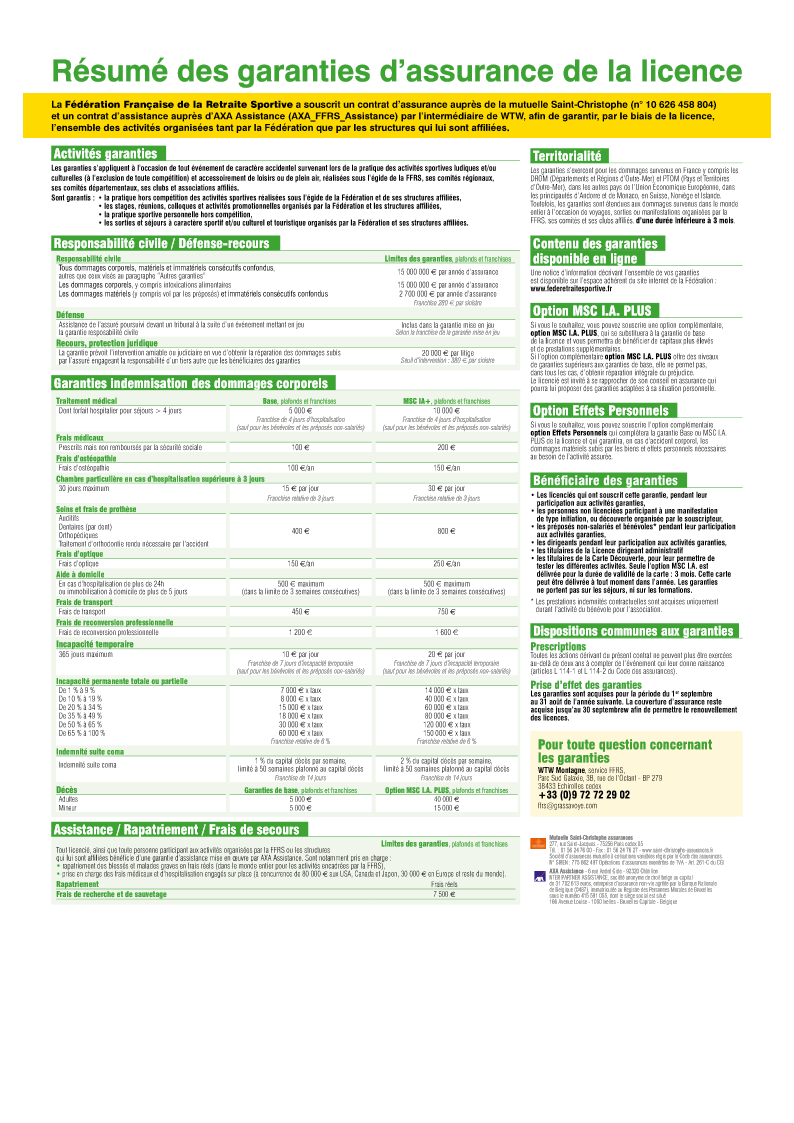 Formulaire adhesion assurance ffrs page 2
